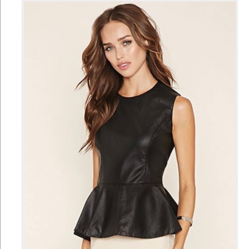 Pleather peplum shirt